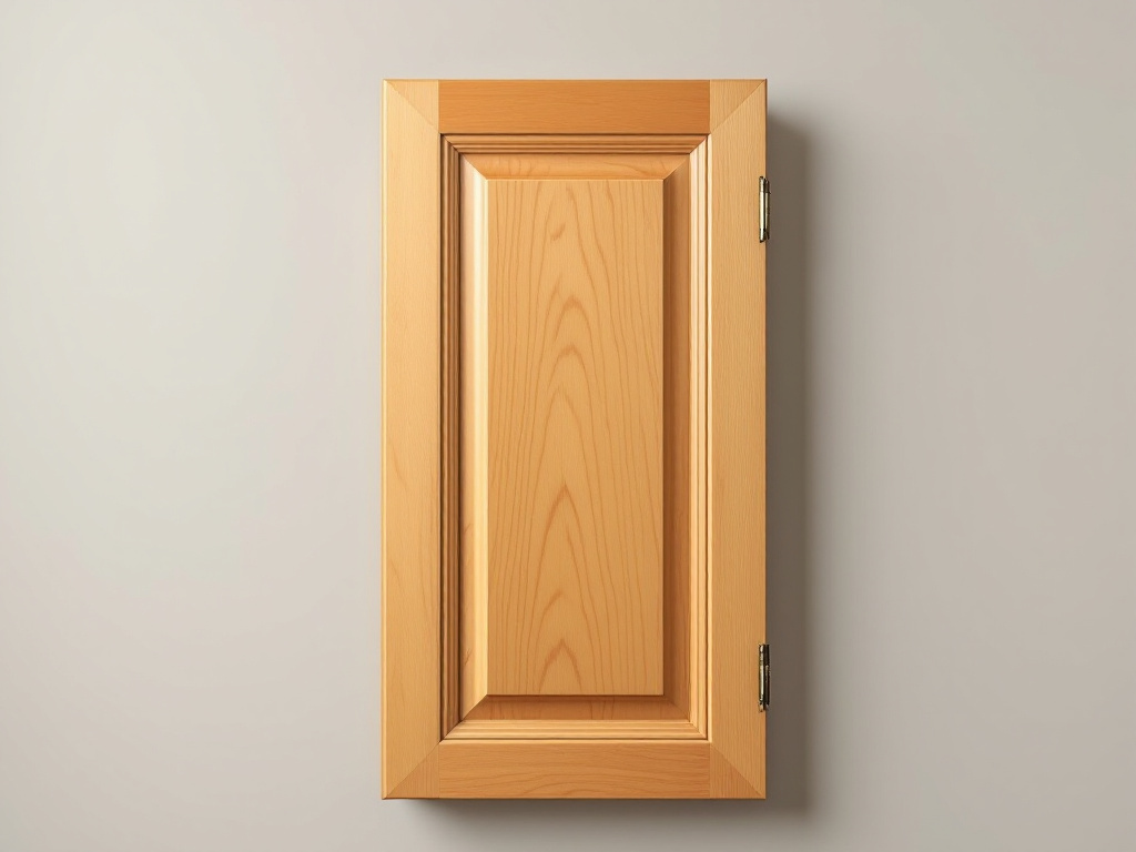 A freshly repaired and refinished cabinet door